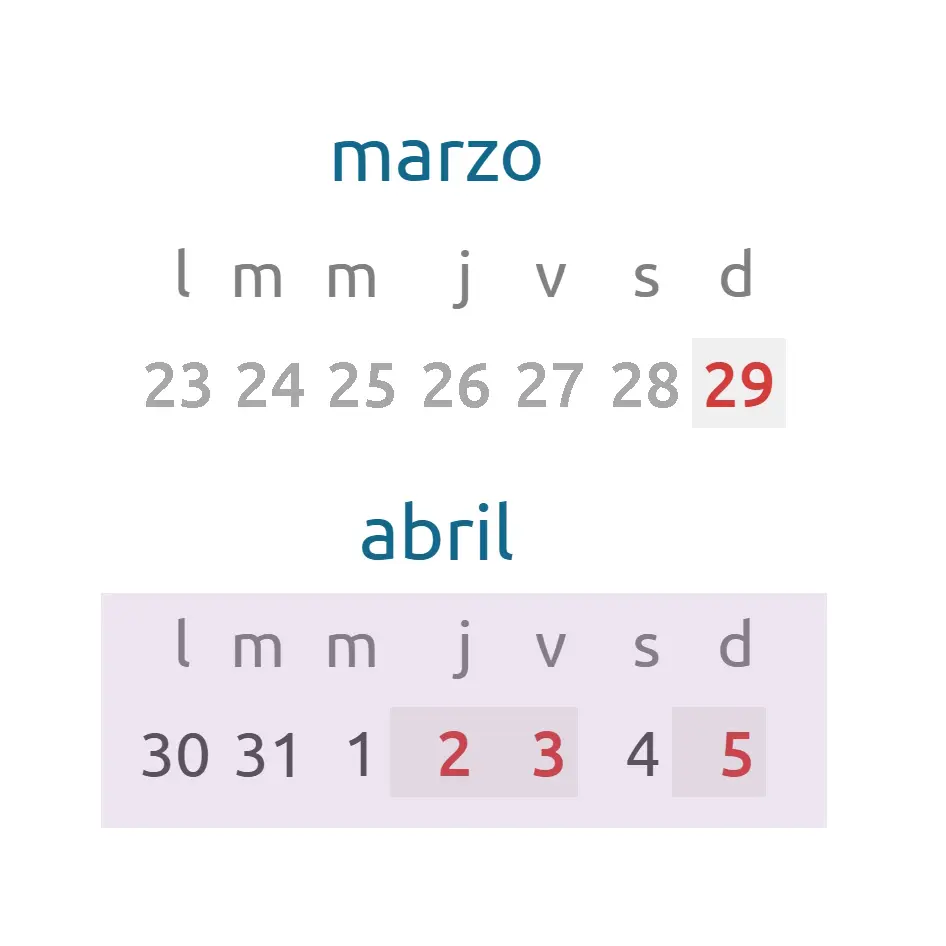 Calendario Semana Santa 2026
